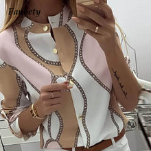 Load image into Gallery viewer, Fanbety Women Adjustable Sleeve Chains Pineapple Print Button blouse shirts Women Elegant Leisure Top sexy V-Neck Basic Blusas