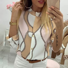 Load image into Gallery viewer, Fanbety Women Adjustable Sleeve Chains Pineapple Print Button blouse shirts Women Elegant Leisure Top sexy V-Neck Basic Blusas